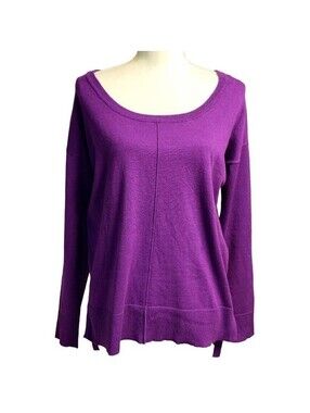 Cyrus Sweater Women Small Purple Scoop Neck Seam Detail Knit Top Jewel Tone Plum